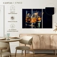 thumbnail image 4 of Elephant Stock Whiskey Glasses Wall Art - Horizontal Multi Panel Canvas - Living Room Wall Decor - Food And Drink Multi Panel - Orange And Blue Decor - 33" x 20", 4 of 4