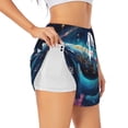 thumbnail image 2 of Bixox Women's Vintage Colorful Patterned Dolphin pattern 2 in 1 Running Shorts - Lightweight Athletic Workout Gym Yoga Shorts Liner with Pockets - XX-Large, 2 of 5