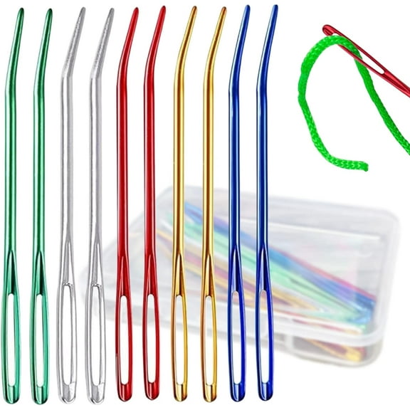 Yarn Needles Tapestry Needle for Crochet - 10 PCS Large Eye Darning Needle for Sewing,Blunt and Curved Tapestry Needle for Knitting,Weaving Stitch Supplies with Plastic Storage Case -