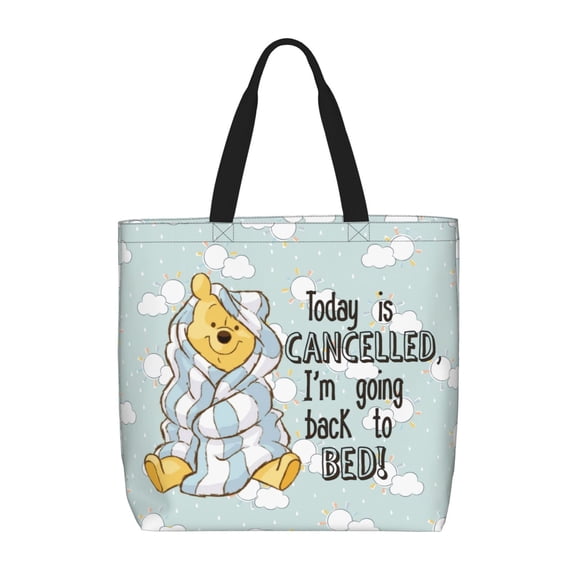 Winnie The Pooh Tote Bag Large for Women Girl Large Capacity Shopping Bags Shoulder Cord Purse with Inner Pocket