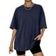 thumbnail image 1 of Fiudx Liquidación de Ahorros de Verano Camiseta Informal con Estampado de Letras para Mujer, Top de Manga Corta con Cuello Redondo y Hombros Caídos, 1 of 3