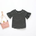 thumbnail image 2 of Jalioing Baby Girls Striped T Shirt Short Bell Sleeve Crew Neck Cotton Shirt Toddler Girls Summer Cute Tops, 2 of 3