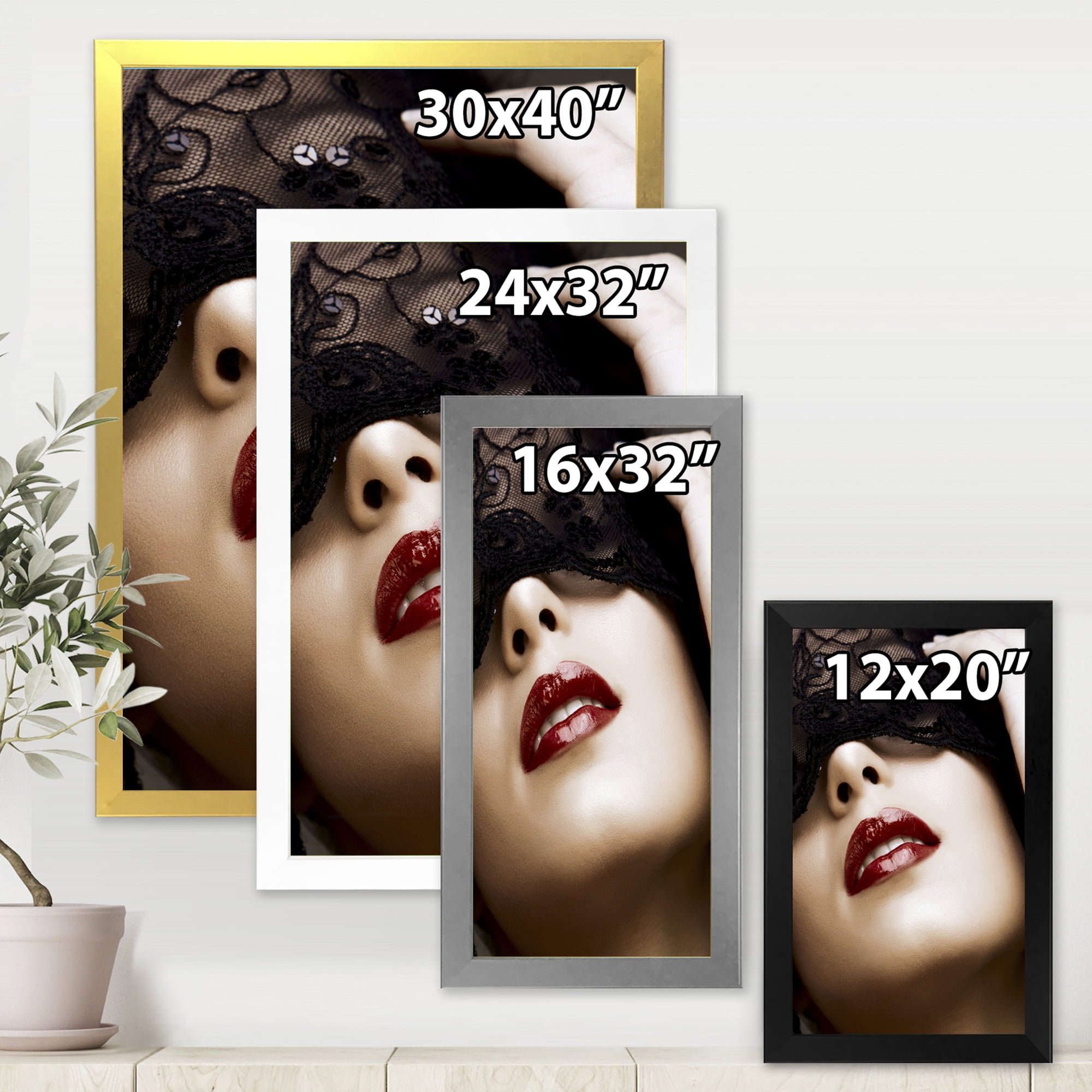 Designart 'Portrait Of Modern Girl With Mask' Modern Framed Art Print