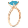 thumbnail image 2 of 2.5 ct Princess Cut Simulated Turquoise Solitaire 18K Rose Gold Womens Engagement Ring, 2 of 3