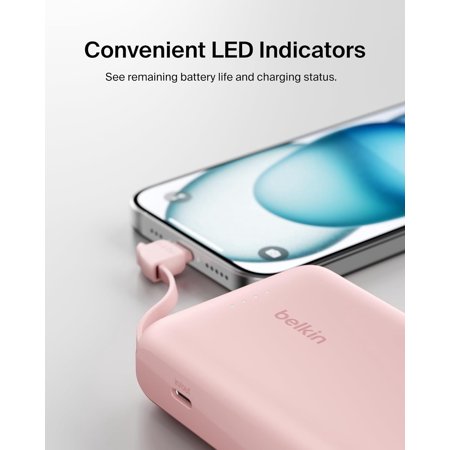BELKIN (CCC/ 3C 認証)BoostCharge 20W ケーブル内蔵 モバイルバッテリー10000mAh(ピンク) BPB021FQPK 返品種別A