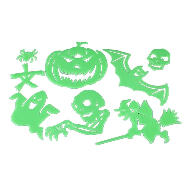 2 Pcs Fluorescent Decals Halloween Luminous Wall Stickers Creepy