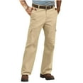 thumbnail image 4 of Men Relaxed Fit Stretch Cargo Pants Casual Cotton Lightweight Elastic Waist Work Pants with Pockets for Outdoor Khaki, 4 of 5