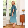 thumbnail image 4 of Oudiya Womens House Dress Short Sleeve Mumu Dress Floral Print Nightgown with Pockets, S-4XL, 4 of 6