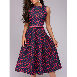 Unomatch Women Fashion Sleeveless Printed A Line Dress Walmart Com Walmart Com