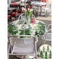 thumbnail image 4 of Outdoor Tablecloth with Umbrella Hole and Zipper, Rustic Christmas Tree Round Table Cloth 60 Inch Waterproof Tablecloth, Winter Watercolor Gold Snowflakes Picnic Table Cover for Patio Camping, 4 of 7