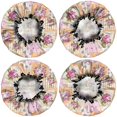 thumbnail image 2 of Shower Caps,Pioneer Flower Floral Print Pattern Waterproof Shower Cap for Women 4 Pieces,Double Reusable Hair Cover for Shower PEVA Elastic Stretch Hem, 2 of 7