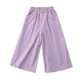 thumbnail image 2 of Jalioing Girls Summer Wide Leg Pants Quick Dry Elastic Waist Ankle Length Palazzo Pants Baggy Casual Trousers, 2 of 4