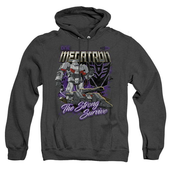 TRANSFORMERS ONE Megatron Racing Unisex Adult Pull-Over Heather Hoodie, Black Heather, 3X-Large
