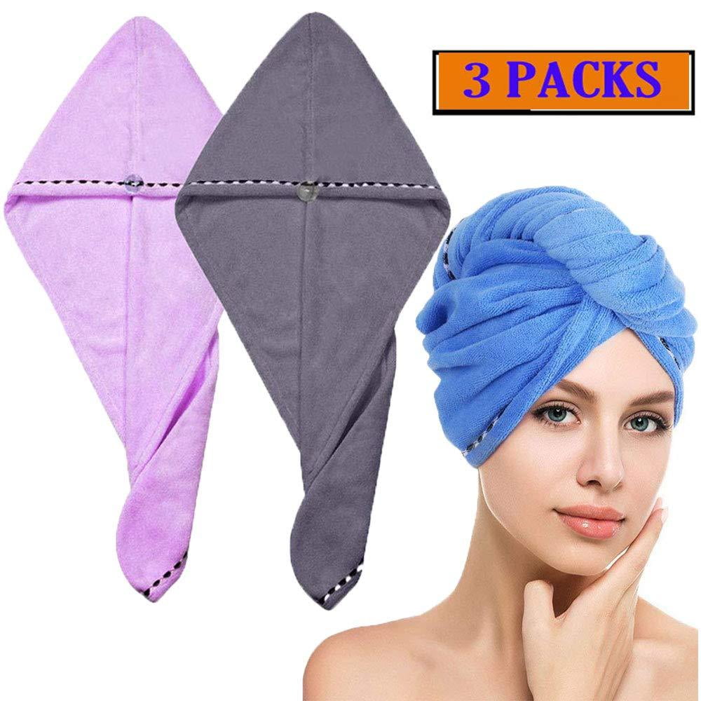 Bamboo Fiber Towel Hair Wrap Bath Cap Turban Twist Quick Dry Shower Head Button 