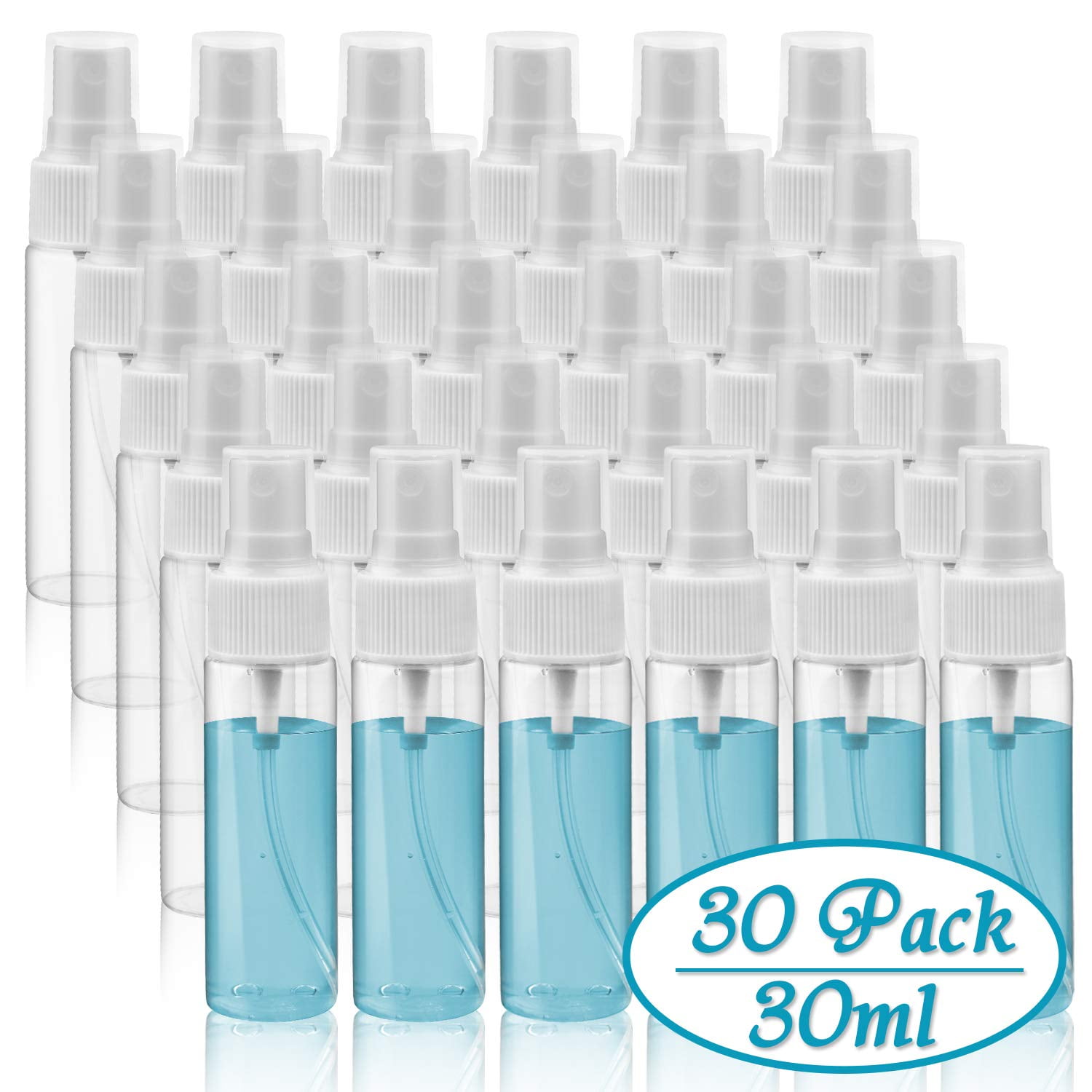 30 Pack 30ml Fine Mist Mini Clear Spray Bottles with Pump Spray Cap