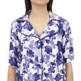 thumbnail image 5 of Bimba Women's White Rayon Sleepwear Button Down Blue Floral Print Sleepshirt - 4, 5 of 5