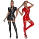 thumbnail image 2 of Sexy Wet Look Latex Dress For Women - Glossy Bodycon Clubwear With Zipper Short Sleeves, 2 of 3