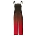 thumbnail image 4 of QATAINLAV Rompers for Women 2025 Sleeveless Strap Jumpsuits Casual Cotton Linen Overalls Trendy Gradient Print Jumpsuit Loose Wide Leg One Piece Pants Wine XL, 4 of 6