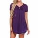 thumbnail image 2 of Camiseta de mujer de manga corta con cuello en V y blusa suelta plisada, morado, S Inevent AP001587-05, 2 of 6