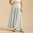 thumbnail image 2 of RUTAYY Women Pleated Flowy Long Skirts High Waist Maxi Skirt With Pocket Solid Color Smocked Boho Pleated Skirts, 2 of 8
