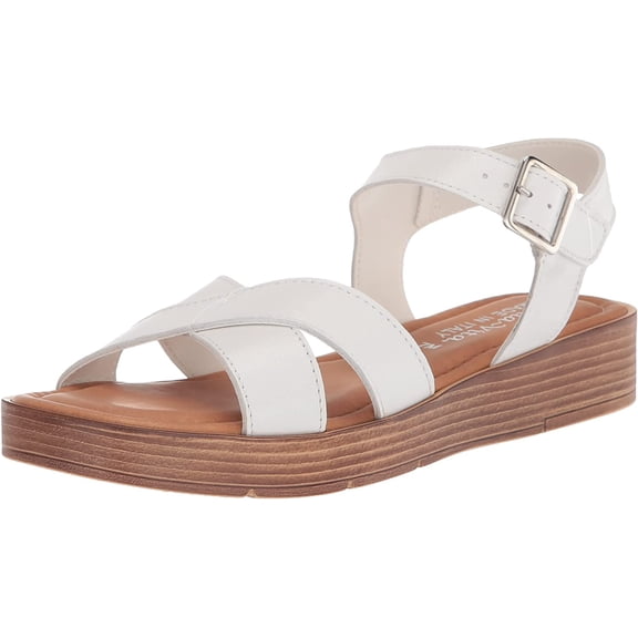 Bella Vita Women's Car-Italy Leather Wedge Sandals White Leather Size 7