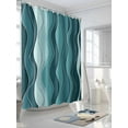 thumbnail image 3 of Fsddascl Turquoise Ombre Shower Curtain Set - 72" x 78" Washable Bathtub Curtain with 12 Hooks, Abstract Art Moire Ocean Waves Waterproof Fabric Stall Shower Curtains for Bathroom/Bathtub Décor, 3 of 6
