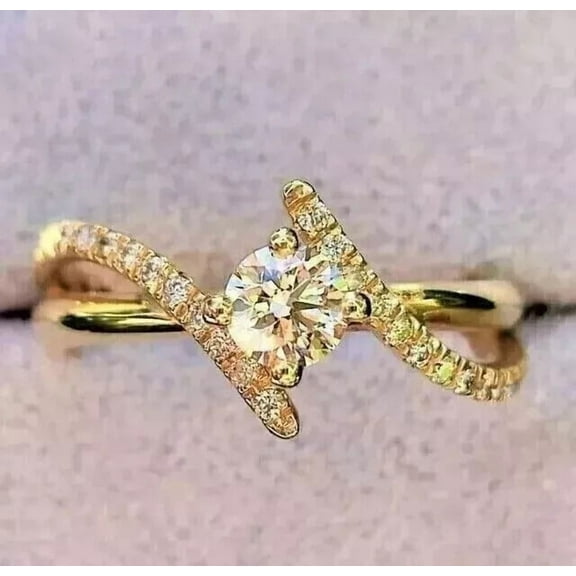 Shree Diamonds 2.2 Carat Round Cut Lab-Created Diamond Flower Wedding Band Ring, 14K Yellow Gold Plated