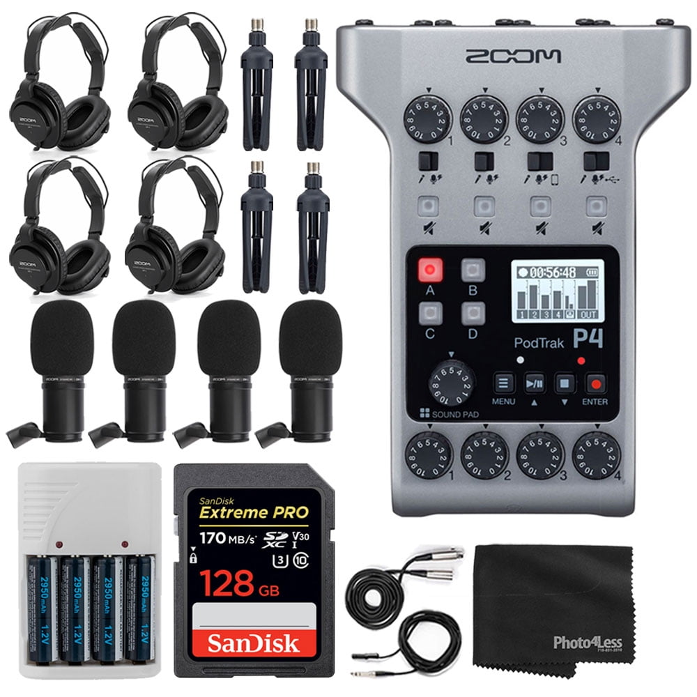 がある Zoom PodTrak P4 Portable Multitrack Podcast Recorder， Audio