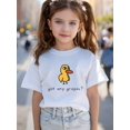 thumbnail image 1 of Young Girls Casual Cute Duck & Slogan Print Short Sleeve T-Shirt, 1 of 8