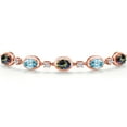 thumbnail image 3 of Gem Stone King 18K Rose Gold Plated Silver Blue Mystic Topaz and Blue Zircon Bracelet for Women | 5.35 Cttw | Gemstone November Birthstone | Oval 7X5MM | Fully Adjustable 9 inch, 3 of 6