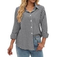 thumbnail image 3 of Fantaslook Plaid Button Down Shirts for Women Dressy Casual Long Sleeve Shirts Collared Work Blouses Tops, 3 of 10