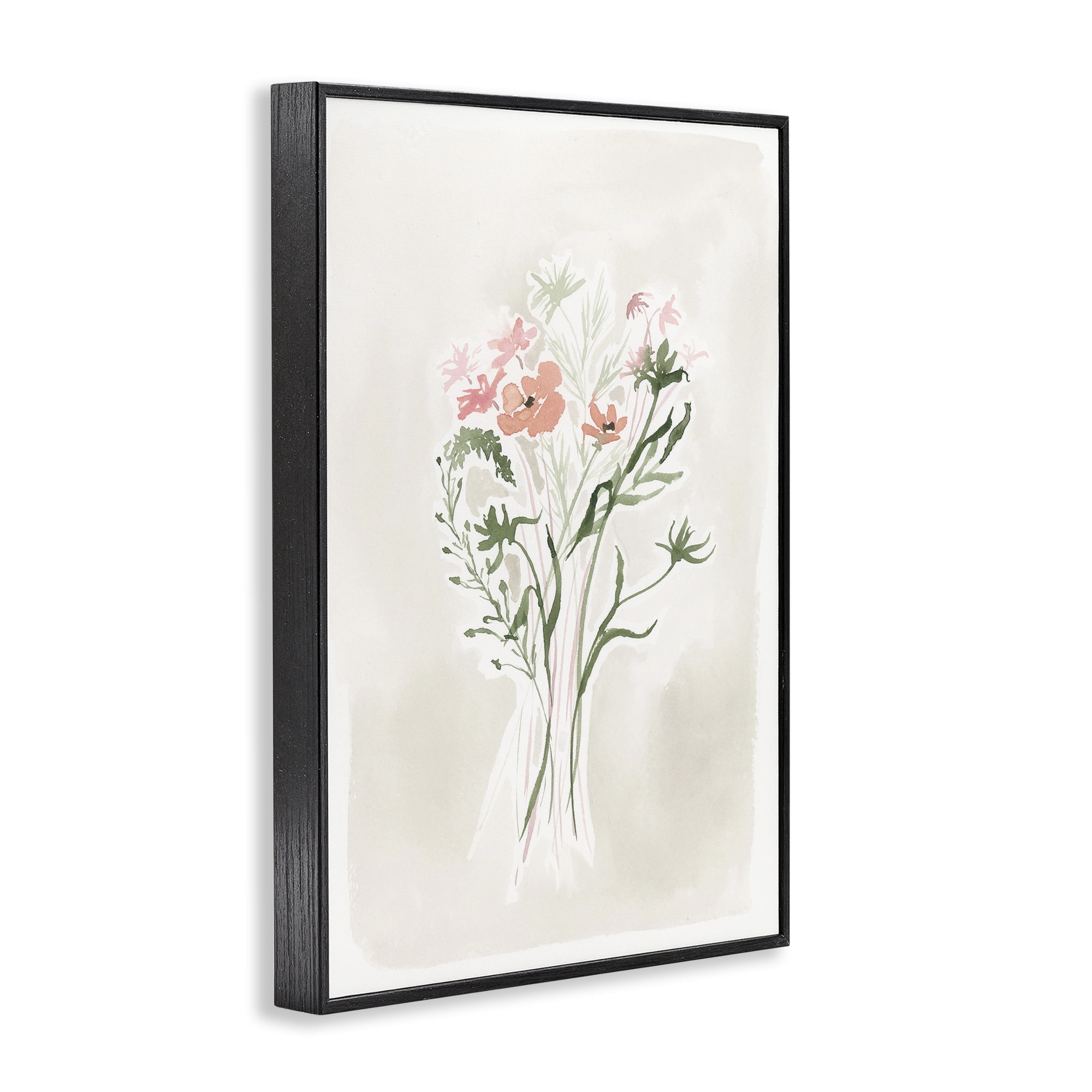 Stupell Industries Subtle Pastel Blooms Botanical & Floral Painting Black Framed Art Print Wall Art, 20 x 30