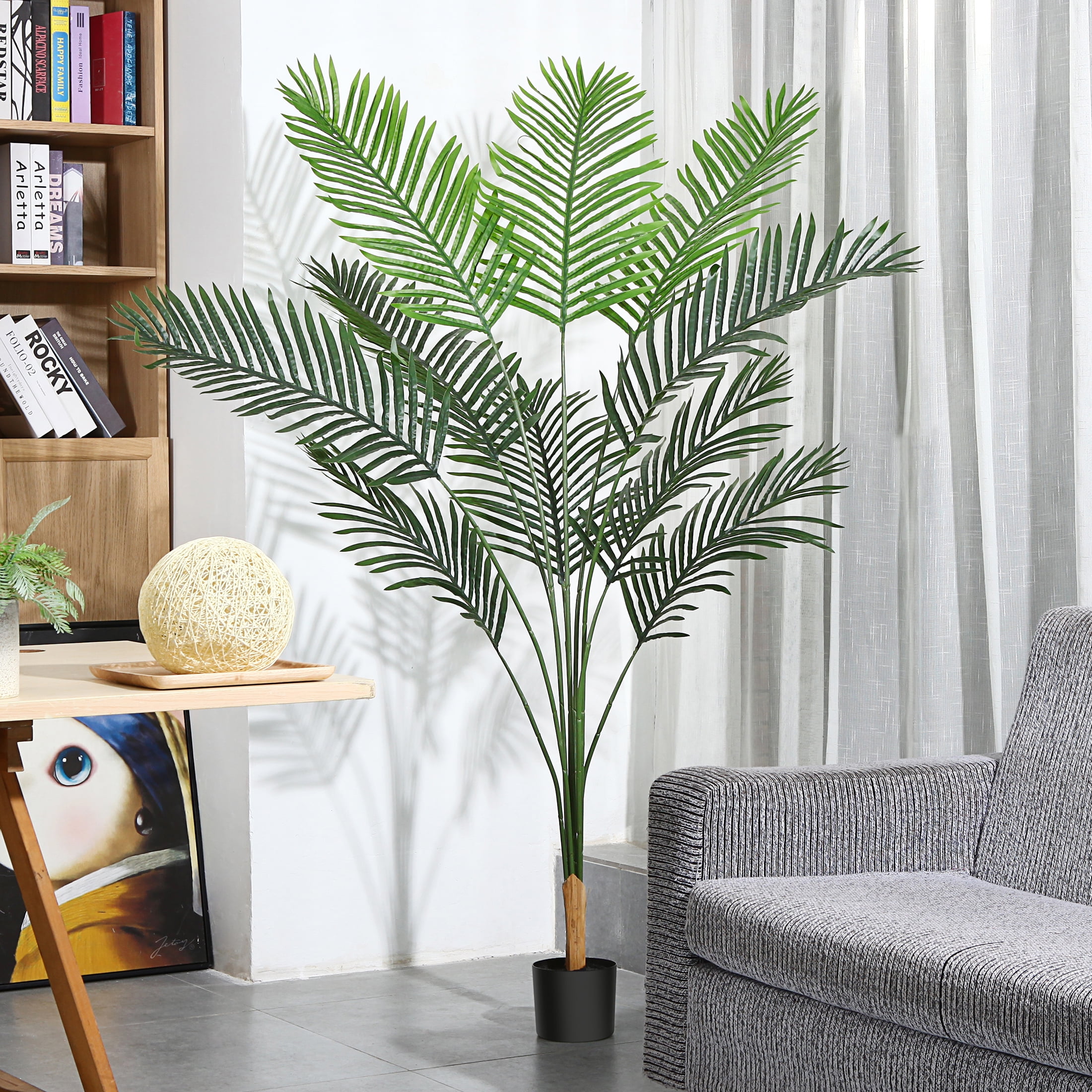 2 Pack Artificial Tropical Palm Plants 5 Feet Fake Plant for Home Decor Indoor Outdoor Faux