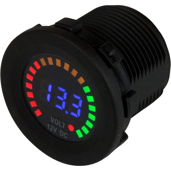 Medidor de voltaje Sea-Dog redondo DC 5 V-15 V con esfera arcoíris