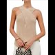 thumbnail image 2 of Blusa Informal de Verano para Mujer, de Punto, Sin Mangas, con Cuello Halter Cruzado y Color Liso. Albaricoque M, 2 of 8