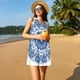 thumbnail image 3 of Fotbe Blue Watercolor Vestido de Verano sin Mangas para Mujer – Vestido Midi Línea A, Estilo Camiseta Floral, Vestido Playero Casual y Fluido, 3 of 7