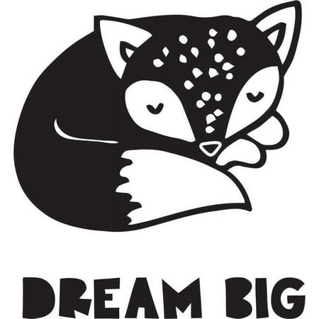 Printtoo Dream Big Text & Sleeping Fox Pattern Square Wooden Rubber Stamp Block-3 x 3 Inches