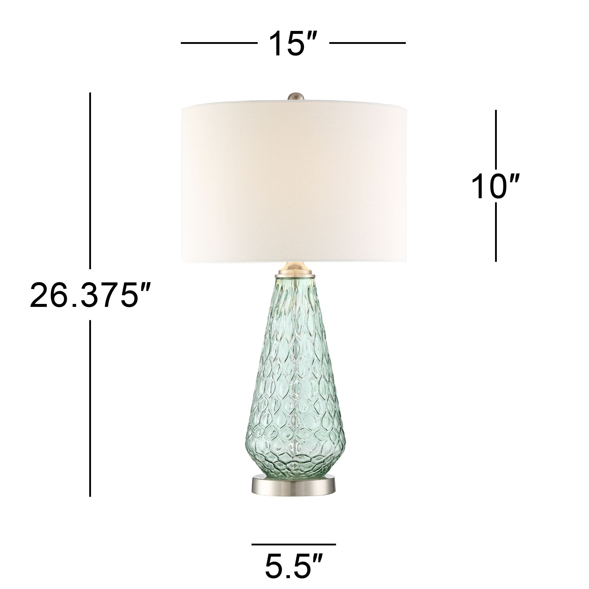 360 Lighting Julia Modern Table Lamp 26 1/2" High Green Glass White Drum Shade for Bedroom Living Room Bedside Nightstand Office Kids Family House