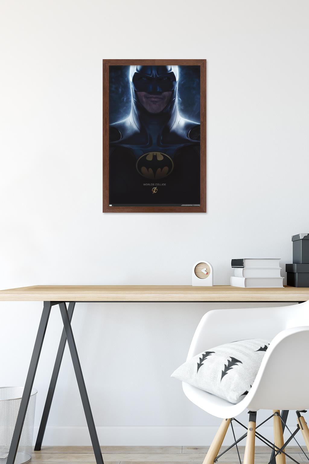 DC Comics Movie The Flash - Batman One Sheet Wall Poster, 14.725" x 22.375" Framed