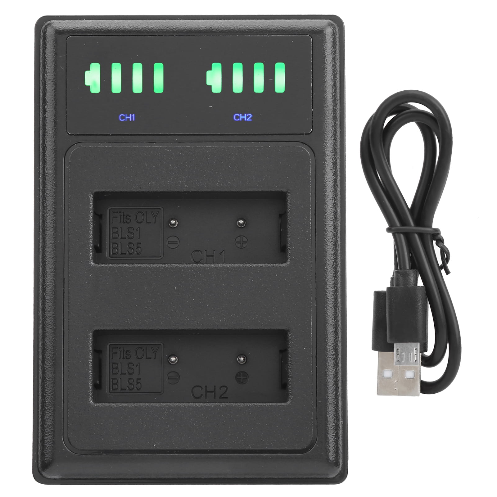 Battery Dual Port Charger, Battery Charging Station, Plastic TypeC Input Interface Portable