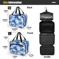 thumbnail image 3 of Travel Hanging Toiletry Bag with 4 Zipped Compartments Waterproof Makeup Accessories Spacious Cosmetic Bag Watercolor Blue Flowers Large, 3 of 9