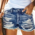 thumbnail image 2 of TAIAOJING Women Ripped Jeans Short Summer Jeans High Waist Slim Hole Denim Shorts, 2 of 6