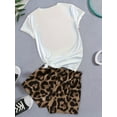 thumbnail image 6 of Tfken Outfits Sets For Child Girls Size 3-4 Years Short Sleeve Crew Neck Soft T-Shirts Shorts Cute Leopard Print White Outfit Set, 6 of 8