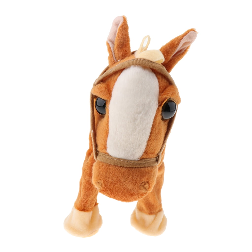 Cute Electric Walking Horse Plush Toy Stuffed Animal Toy Electronic Music Horse 