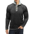 thumbnail image 2 of Penkiiy Men's Fashion Quarter-Zip Shirts Casual Long Sleeve Golf Shirts Solid Color Cotton Tops L Black, 2 of 6