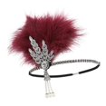 thumbnail image 4 of 1920s Feather Headband Flapper Headpiece Fancy Headdress Fascinator Red, 4 of 7