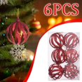 thumbnail image 5 of AYktou 6 Pcs Christmas Ornaments Balls, 2.3 Inch Wavy Grain Hollow Sphere Hanging Pendant Glittering Christmas Tree Decoration Set Christmas Balls Hanging Ornaments for Living Room Party Decor, Red, 5 of 7