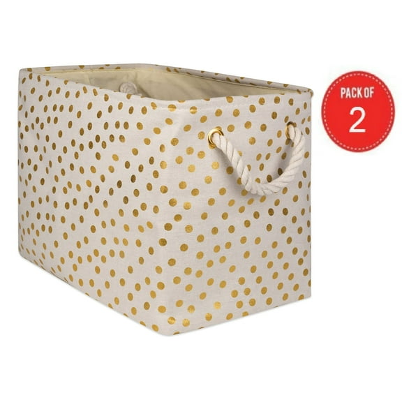 DII Gold Print Collapsible Polyester Storage Bin, 17.75x12x15, Dots (Pack of 2)