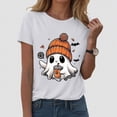thumbnail image 2 of Towmus Halloween Shirts for Women Cute Print Shirt Fall Pumpkin Tshirt Coffee Lover Graphic Tees casual Short Sleeve Tops, 2 of 5