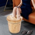 thumbnail image 5 of Modern Foot Tub,15.75" D × 15.75" H Wooden Foot Soak Footbath for Soaking Feet for Solid Wood Handmade Wooden Basin Set with Stool & Lid (Wood), 5 of 9